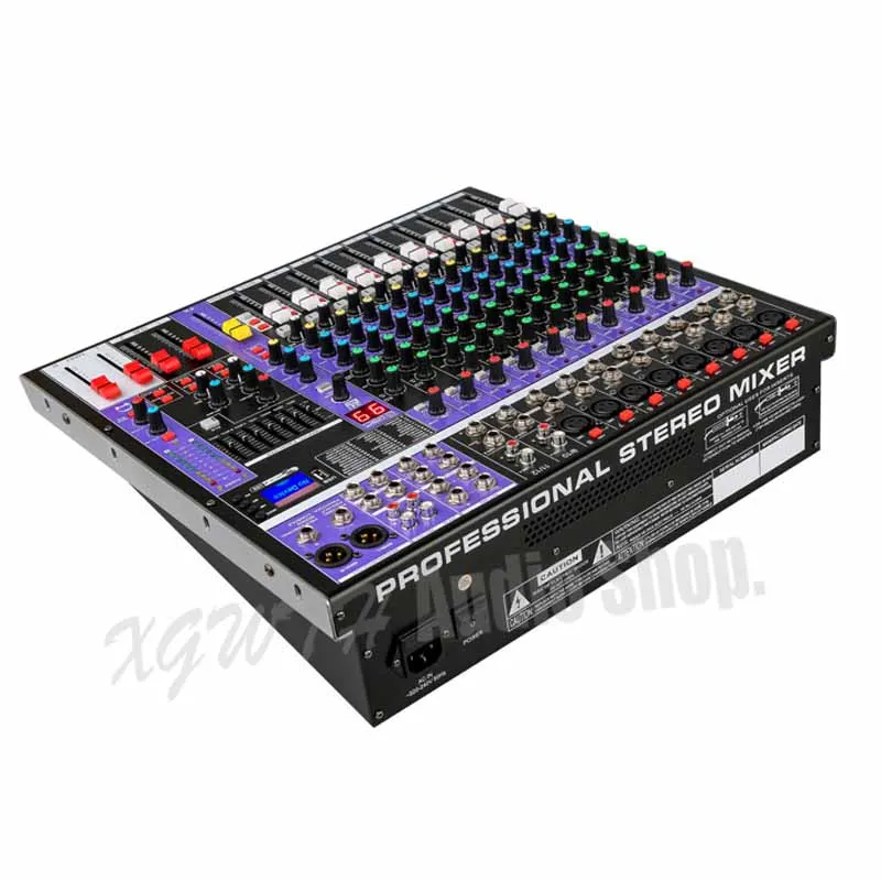 12 Channel Sound Mixing Console with Bluetooth Record 99 DSP Effect USB Function Professional Audio DJ Mixer