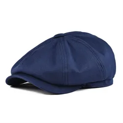 BOTVELA Newsboy Cap Men's Twill Cotton Hat 8 Panel Hat Baker Caps Retro Gatsby Hats Casual Brand Cap Cabbie Apple Beret for Male