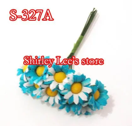 

Wholesale--144 BUNCHES=1440 Pretty Two-Tone Fabric Daisy Bunch IN BLUE And White,Favour Box Decoration