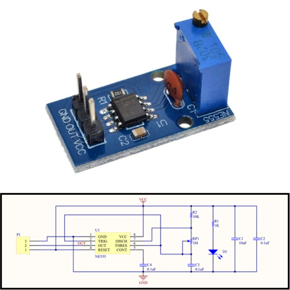 NE555 Pulse Frequency Duty Cycle Adjustable Module Square Wave 5V-12V Signal Generator