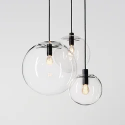 Nordic modern transparent glass ball chandelier E27 living room bedroom bedside restaurant chandelier light fixture