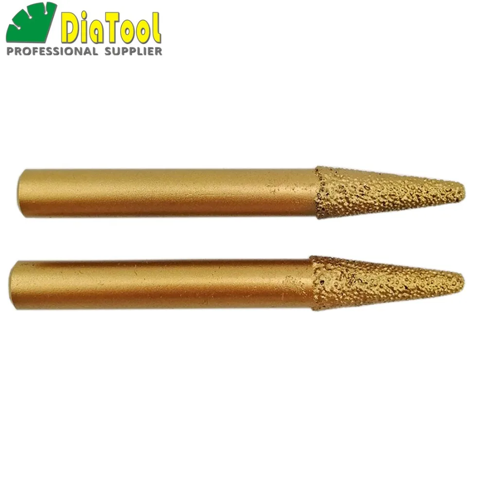 DIATOOL 2 قطعة فراغ صنع من النحاس الماس نحت بت ، CNC الحفر بت للحجر (10-4/30 مللي متر) مخروط نوع ، الماس نتوءات