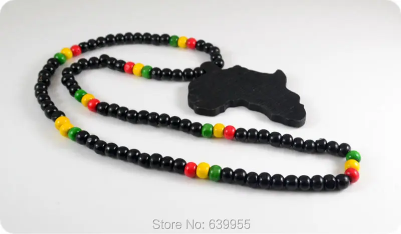 Good Wood NYC X Chase Infinite Black Africa Map Pendant Wooden Beads Necklace Hip Hop Fashion Jewelry