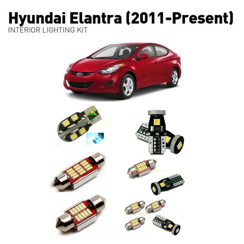 

Led interior lights For Hyundai elantra 2011+ 8pc Led Lights For Cars lighting kit automotive bulbs Canbus car-styling