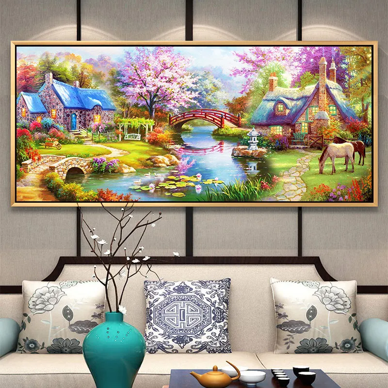 

DIY 5D Sale Diamond Embroidery, Diamond Mosaic,Full, Forest Cottage, Pastoral Scenery, Diamond Painting, Cross Stitch,3D, Decora