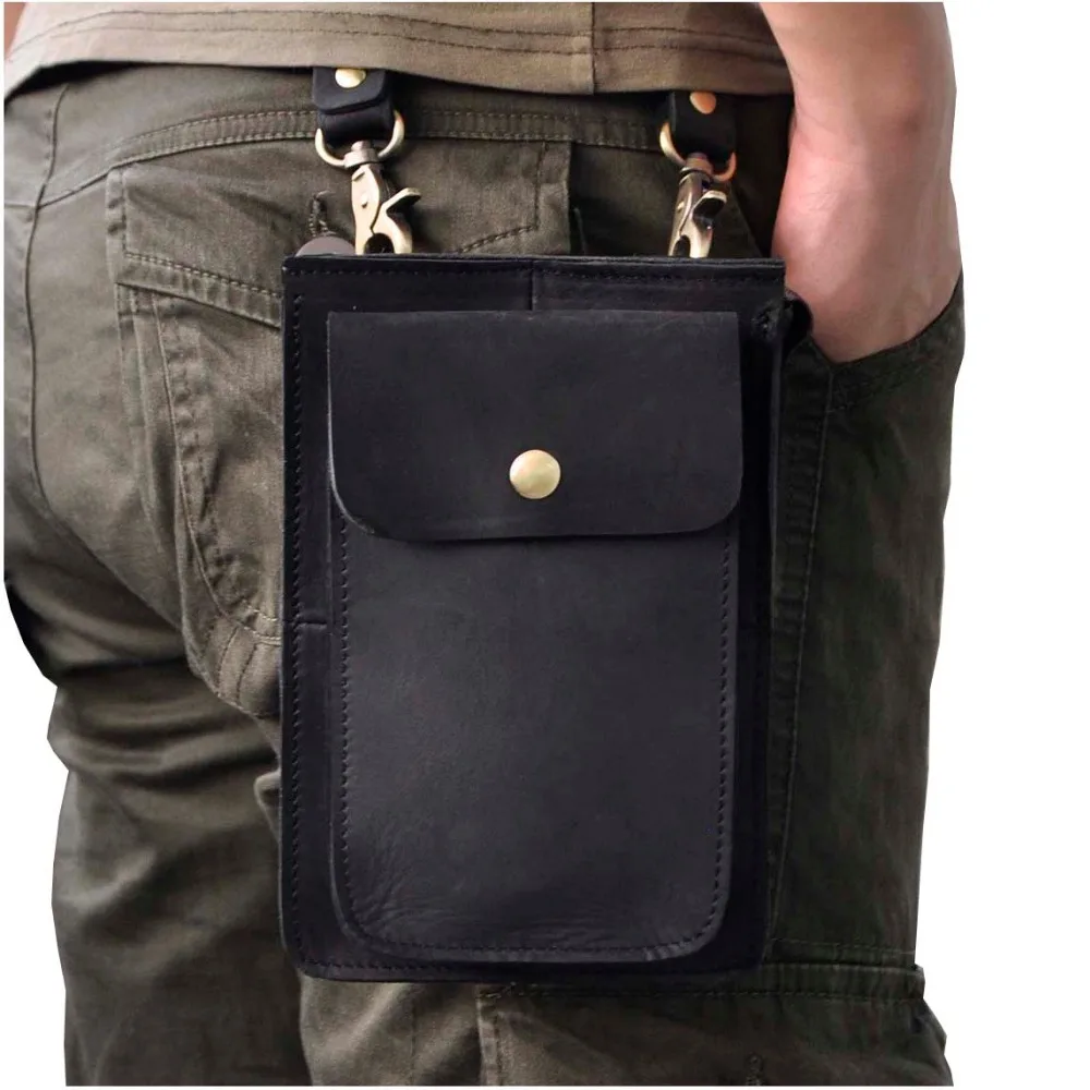 Crazy Horse Leather Multifunction Casual Daily Fashion Small Messenger One Shoulder Bag Designe Waist Belt Bag Phone Pouch 021-b