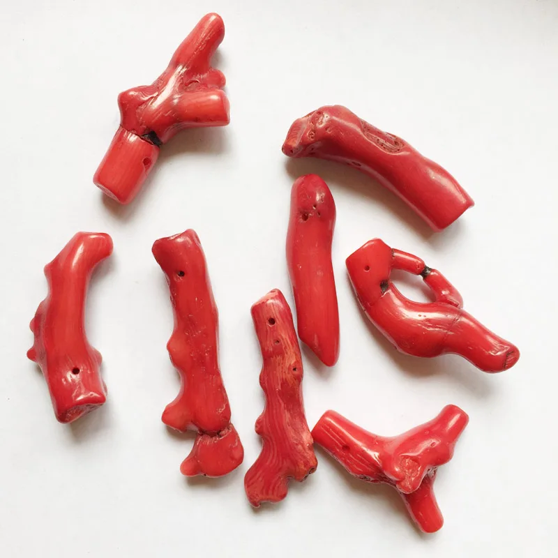 20 قطعة 20-40 مللي متر الأحمر الأزرق المرجانية فرع حر فضفاض الخرز الخيزران المرجانية عصا نقاط ستون سبايك المعلقات القبلية صنع قلادة #4