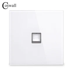 Coswall Crystal Tempered Full Glass Panel CAT5E 8-Core RJ45 Internet Jack Wall Data Socket Computer Outlet R11 Serie