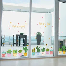 Green Garden Plant Cactus Potted Flower Pot Set 3D DIY Wall Decals/Adhesive Family Wall Sticker Mural Art Bathroom Windows Decor