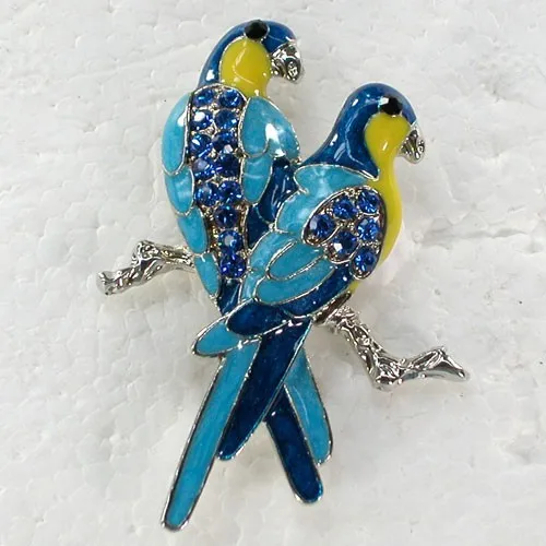 60pcs/lot Mixed Color (Can Notes Color) Wholesale Rhinestone Parrot Enamel Pin brooches Pendant C101934