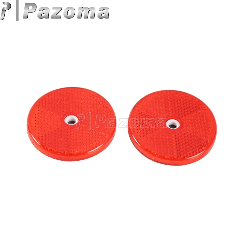 Pazoma 2pcs Plastic Red Yellow White Round Circular Reflectors 60mm Diameter with Central Fixing Hole Dirt Bikes