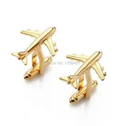 Lepton Brand Plane Cufflinks for mens Gold & Silver Color Fashion Airplan Men Shirt Cuffs Cuff links Formal Business Wedding