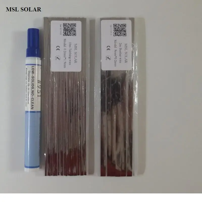 Solar Panel Soldering Kites 10meter Tabbing wire 1.5 x 0.2mm and 2 meters Busbar Wire 5x0.2mm with Flux Solar cell Connection