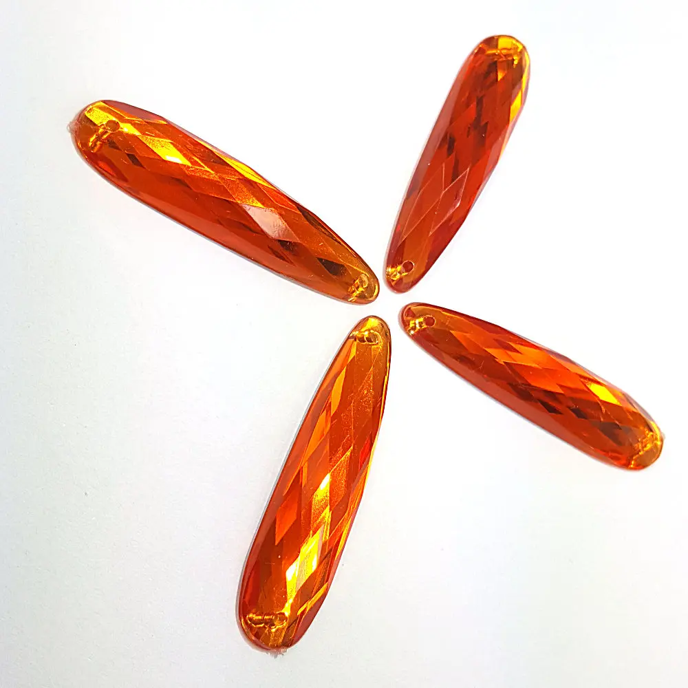 BOUTIQUE Acrylic Long Drop 9x36mm Orange Rhinestones Strass Crystal Sewing Accessories Evening Dresses Costumes Clothes Charms