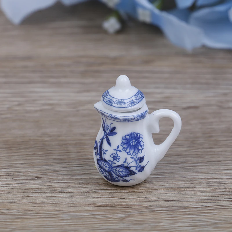 15Pcs/set Flower Patten Porcelain Coffee Tea Cups Ceramic Tableware Scale 1/12 Miniature Kitchen Accessories