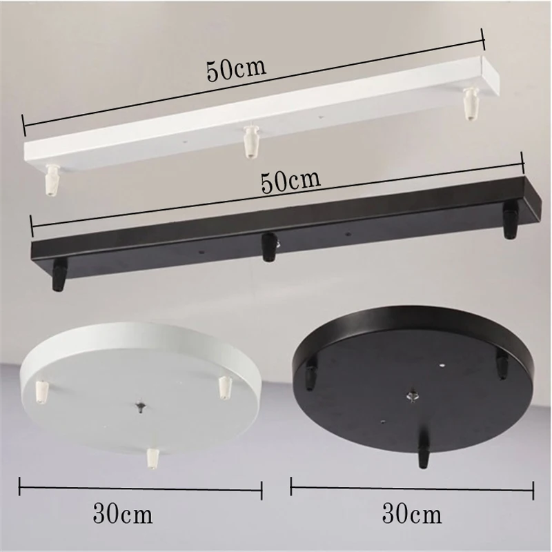 Black White Round Rectangular Ceiling Base Rose Canopy Plate Chandeliers Hanging Lamp Base