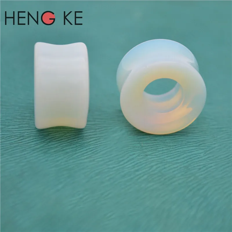 Opal Stein Flesh Tunnel Ohr-stecker-set Stetcher Doppel Flare Opalite Semi Kostbare Piercing Schmuck hip hop – Detail 3