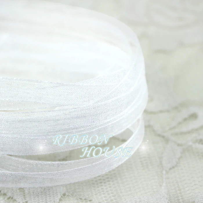 (40 Meters/lot) 1/4\'\'(6mm) White Organza Ribbon Wholesale Gift Wrapping Ribbons Decorative Packaging Box Wedding Celebration