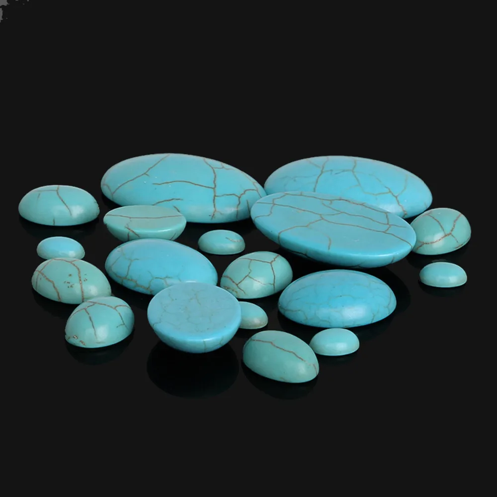 10-40pcs/pack 6*8/10*8/10*12/10*14/13*18/18*25/20*30mm Blue Half Oval Flat Back Cabochons Beads DIY Fittings