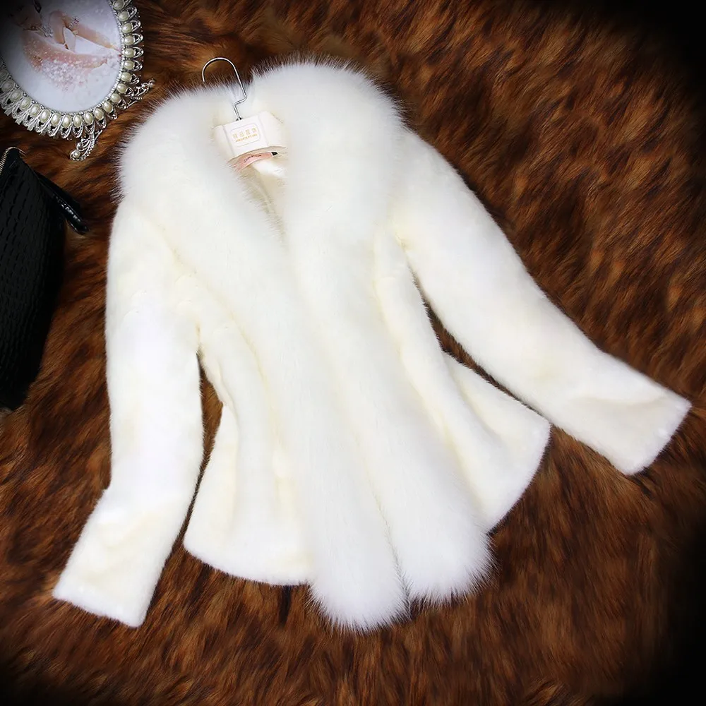 Elegant Faux Fur Coat Women Mink Fur Coat Warm Long Sleeve Female Outerwear Autumn Winter Coat Jacket Hairy Overcoat