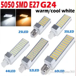 5W 7W 9W 12W 15W G24 LED Bulb Light E27 Bulb LED Lighting Lamp SMD5050 AC85-265V LED Bombillas 180 Degree Horizontal LED Bulb