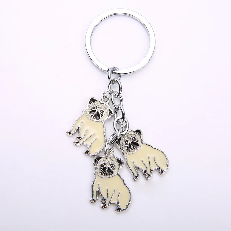 Alloy pug Dog Key Chain Key Ring Bag HandBag Charm Keychain Accessories New Fashion Jewelry For Women Dog lovers gifts