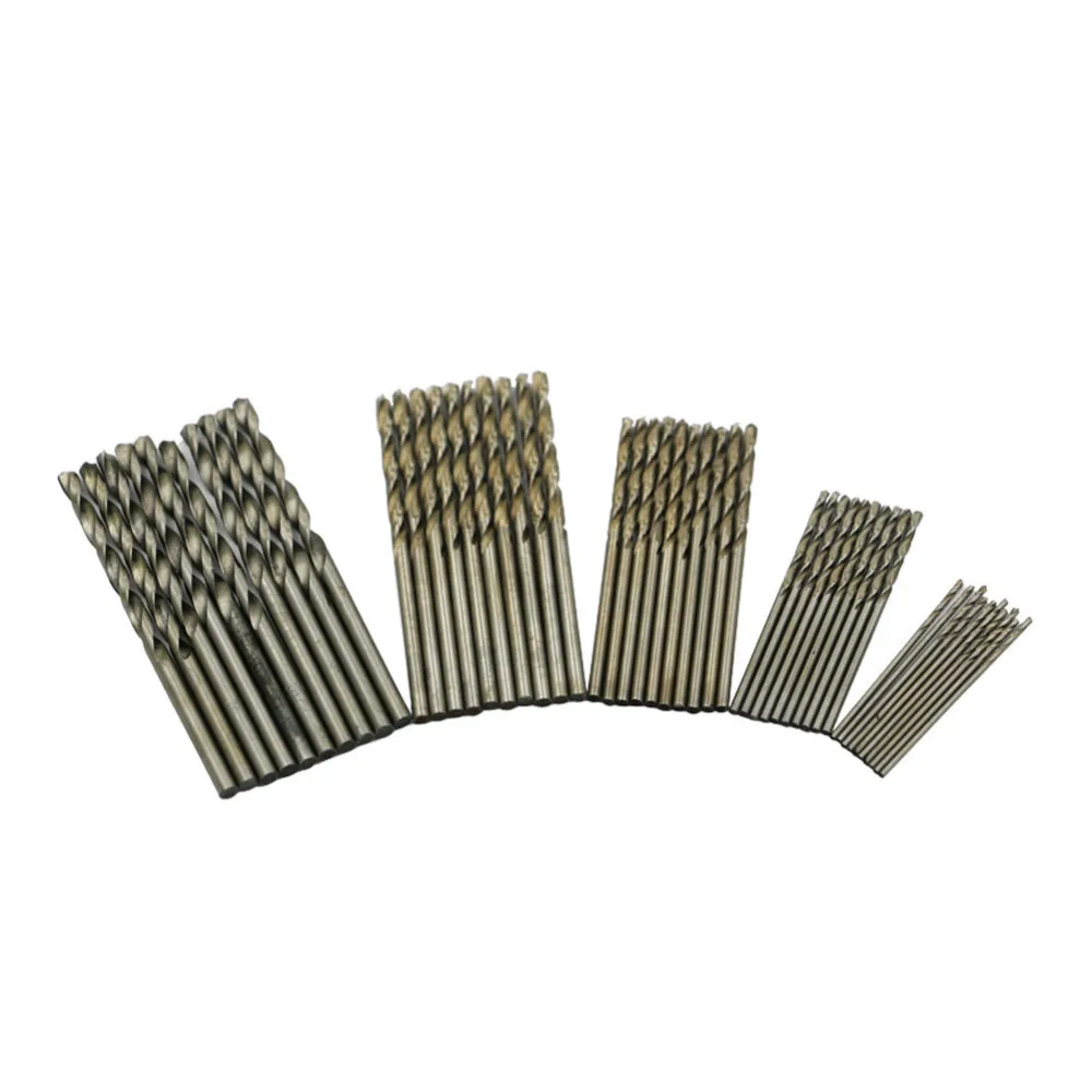 50PCS Metric Mini Micro High Speed Stahl Runde Schaft Manuelle Bohrer Set Kleine Präzision HSS Twist Power Tools bohrer Set