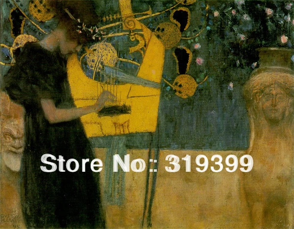 

Oil Painting reproduction on Linen Canvas,Music by Gustav Klimt,Free Fast Shipping,100% handmade,Museam Quality