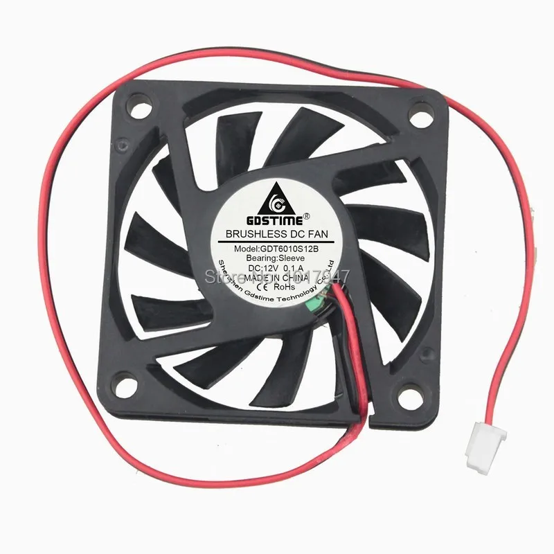 100 sztuk dużo Gdstime 6010 60mm 60*10mm DC 12 V 2Pin Mini mały wentylator chłodzący