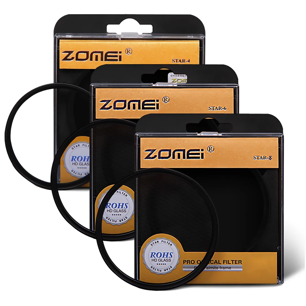 ZOMEi Star Filter 3 in1 77mm 50mm 55mm 62mm Rotating 4+6 +8 Point Line for Canon Nikon DSLR Lens Filter