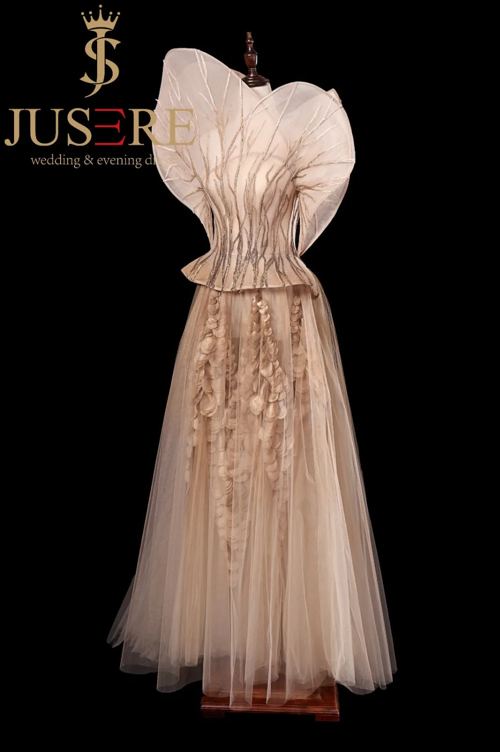 JUSERE-Vestido largo de noche bordado de alta costura, largo hasta el suelo, Formal, para fiesta, único