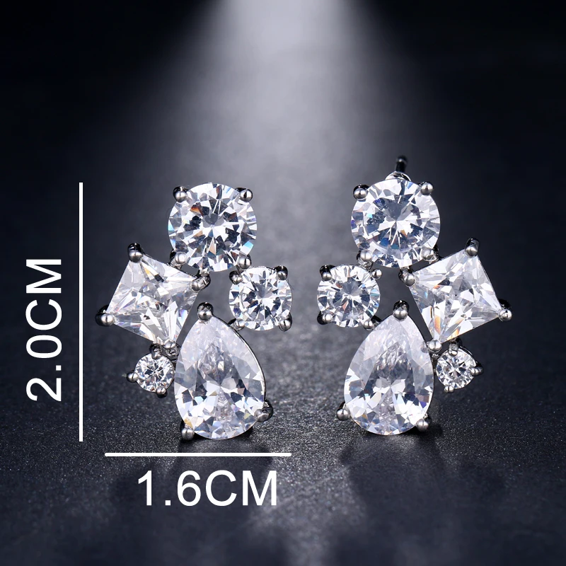 EMMAYA Trendy Fashion Jewelry Brand Cz Crystal Earrings Wedding Statement Stud Earrings For Women