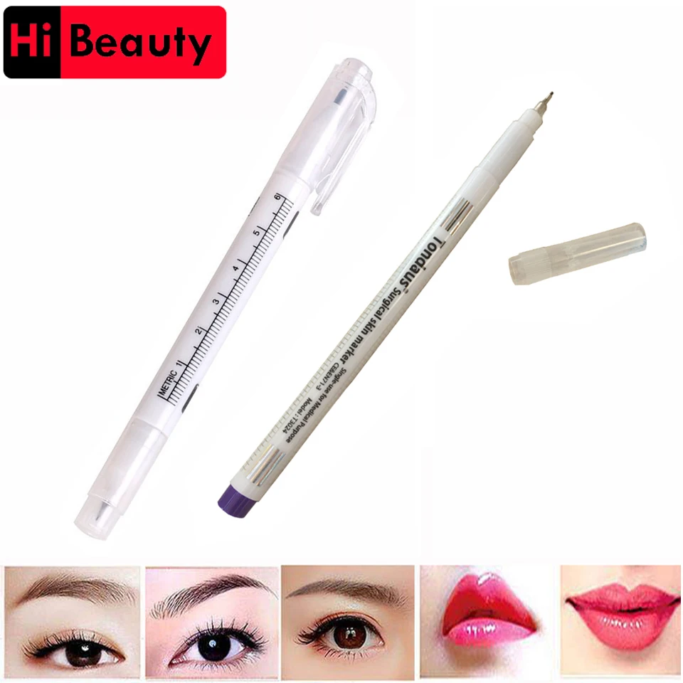 1PC Waterproof Double Single Heads Surgical Tattoo Eyebrow Skin Marker Pen Sterile Surgical Cosmetic Positioning Marking Pen