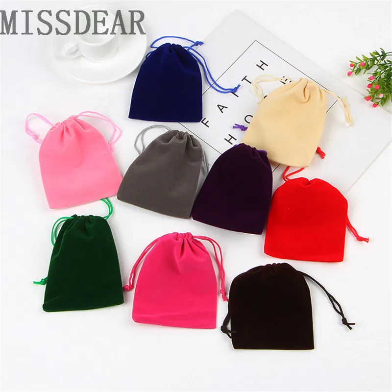 50Pcs/Lot 7x9cm Multi Colors Velvet Bags Favor Charm Earrings Jewelry Packaging Bags Wedding Drawstring Pouches Candy Gift Bag