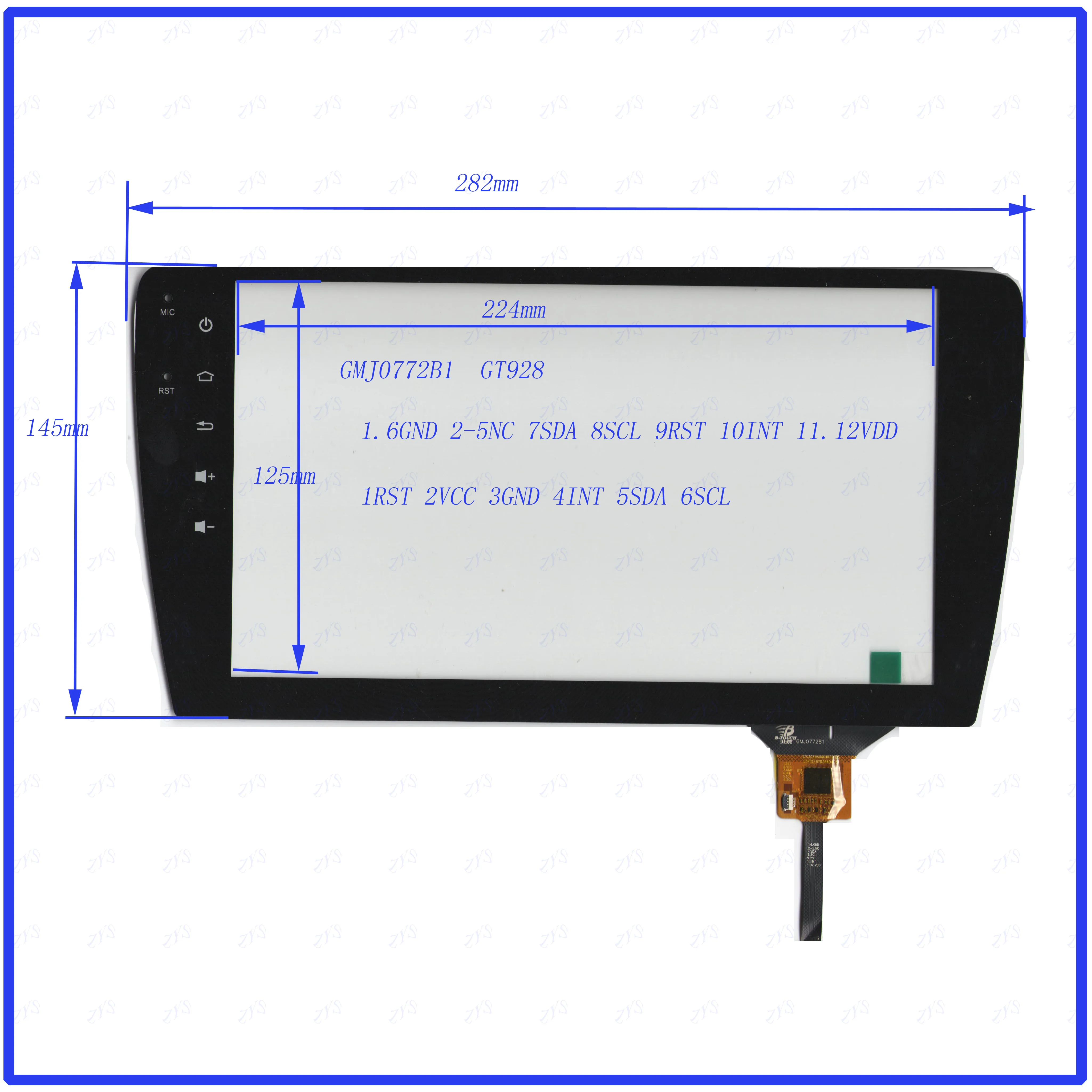 

ZhiYuSun Freeshipping GMJ0772B1 282*145mm Capacitive screen GT928