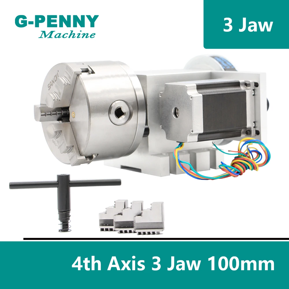 

3 Jaw 100mm chuck CNC 4th Axis CNC dividing head/Rotation 6:1 A axis for Mini CNC router/engraver woodworking engraving machine