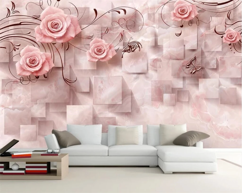 

Custom wallpaper marble beautiful romantic living room embossed TV wall paper home decoration mural 3d wallpaper