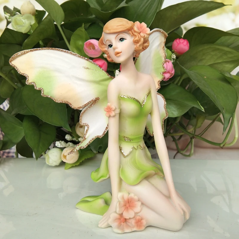 

Beautiful Girl Flower Fairy Figurines Resin Angel Ornaments Christmas Gifts Home Decor Miniature Wedding decoration European