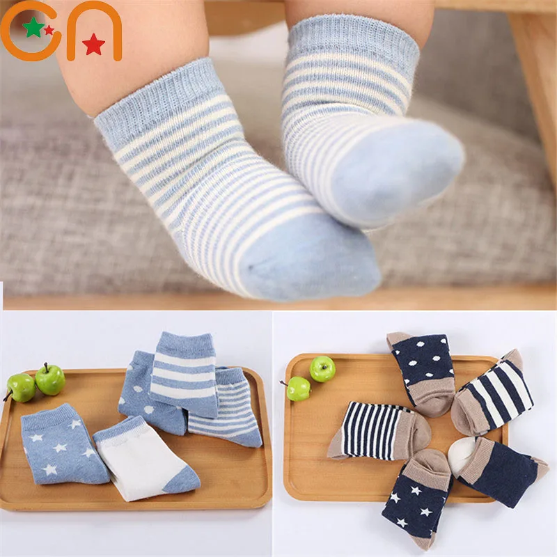 5 paires / lots de chaussettes en coton doux pour enfants garçons filles bébé bande de mode bande chaude automne hiver 0-8 ans chaussettes de dessin