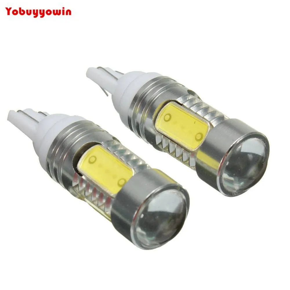 2 x T10 LED Voiture Ampoule 4 COB+1CREE XP-E Chip LED W5W Auto Lampe Vehicule Feu 501 194 168 11W DC 12V Blanche Lumiere