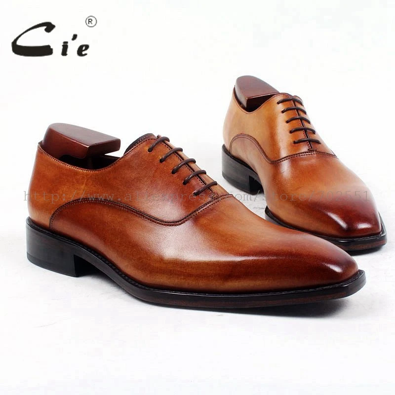 cie Square Plain Toe Custom Bespoke Handmade 100%Pure Genuine Calf Leather Casual Lacing Men's Dress Business Leather Shoe OX421