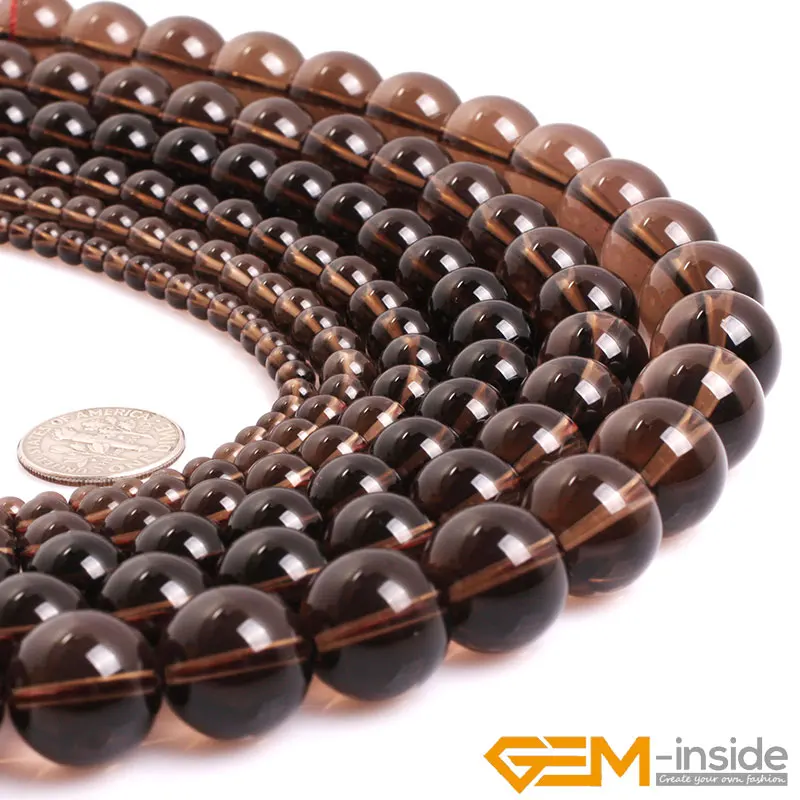 AAA Grade Round Dark Brown Clear Smoky Quartzs Beads Natural Stone DIY Beads For Jewelry Making Strand 15\