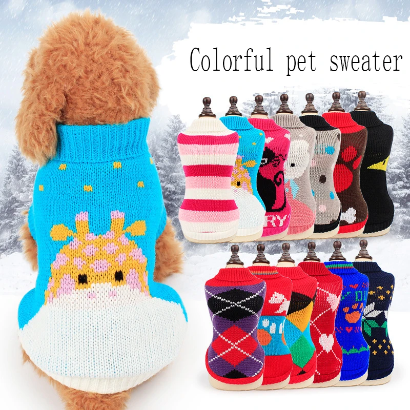 Random Color Pet Dog Sweater Christmas Winter Soft Dog Clothes For Small Dogs Chihuahua New Year Gift Pet Clothing Sueter Perro