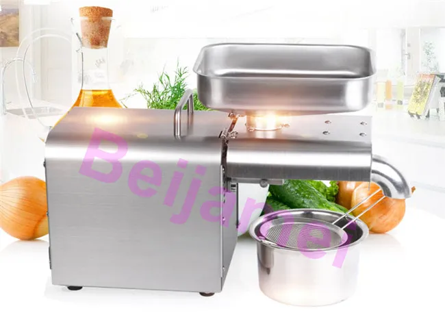 BEIJAMEI Home Use Sesame Seeds Oil pressers Stainless Steel Cold Hot Oil Press Machine Peanut Flaxseed Oil Maker 220V/110V