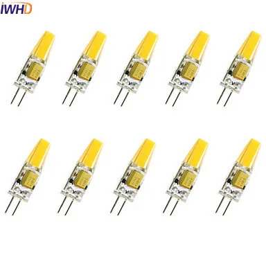 IWHD 2W COB G4 LED 12V Bulb 120LM Mini 220V LED G4 Bi-pin Lights Warm White/White Replace Halogen Chandeliers 10PCS