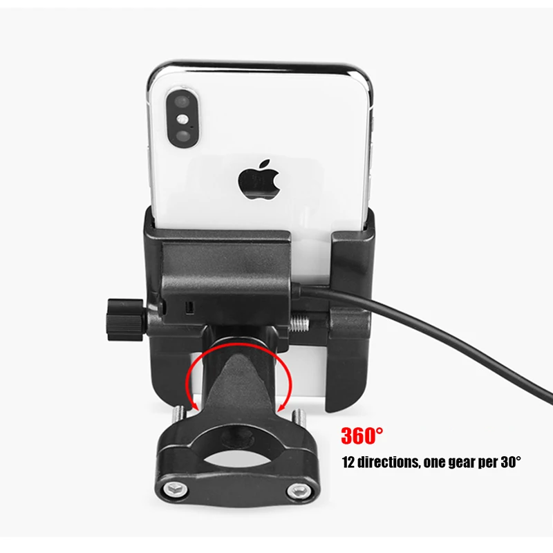 SMOYNG Aluminum Alloy Motorcycle Phone Holder Stand With USB Charger Support Moto Mirro Handlebar Mobil Bracket Mount For iPhone