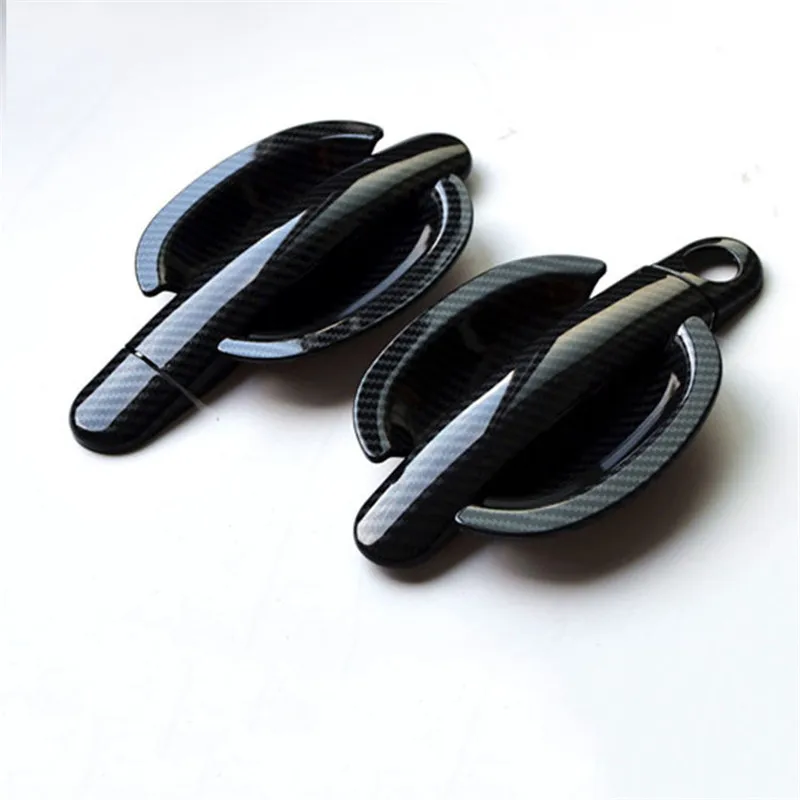 12pcs For Santana/Polo/SAGITAR/Tiguan/Yeti carbon fibre door Handle Cover Trim wrist door bowl  Accessories Stickers Car Styling