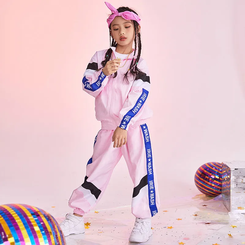 

High Quality 2019 Children's Street Dance Set Girls Jazz Costumes Korean Hip Hop Dance Dress Modern Loose Tops Women's Costumes