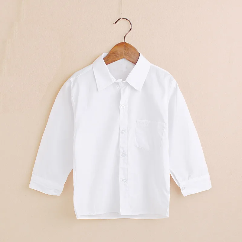 Classic Solid Baby Boys Shirts Cotton Children Shirt School Boys Jersey Kid Blouse Student Uniform Shirt Girl Blouse Top White