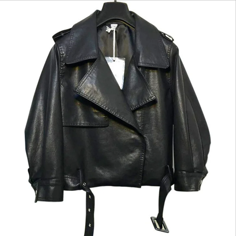 motorcy Autumn Winter yellow black Women Leather Jackets Motorcycle Soft Pu Coats Slim Short Outwear Turn Down Collar zip